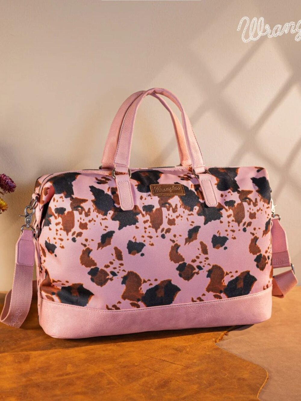 Wrangler Cow Print Collection Weekender Bag - Pink NWT